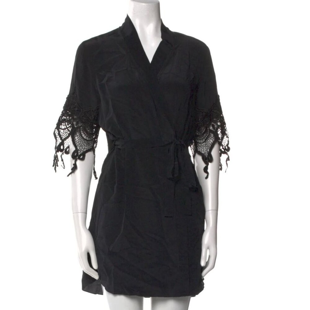 Sold Out! Stone Cold Fox vintage-inspired silk kimono, lace trim, OS